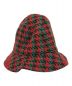 GUCCI (グッチ) HOUNDSTOOTH WOOL FEDORAハット レッド サイズ:58㎝：25000円