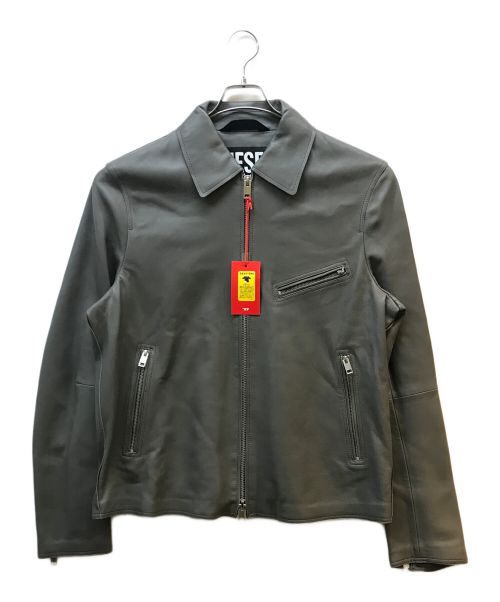 DIESEL（ディーゼル）DIESEL (ディーゼル) シングルライダースジャケット グレー サイズ:Lの古着・服飾アイテム