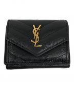 Saint Laurent Parisサンローランパリ）の古着「Vステッチ タイニーウォレット」｜ブラック