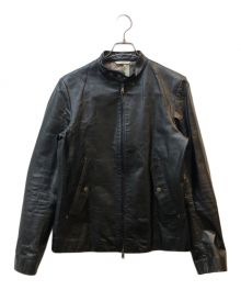 Paul Smith COLLECTION（ポールスミス コレクション）の古着「LEATHER SINGLE RIDERS JACKET」｜ブラック