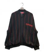 SUPREMEシュプリーム）の古着「Pinstripe Varsity Zip Up Sweater」｜ブラック