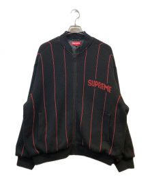 SUPREME（シュプリーム）の古着「Pinstripe Varsity Zip Up Sweater」｜ブラック