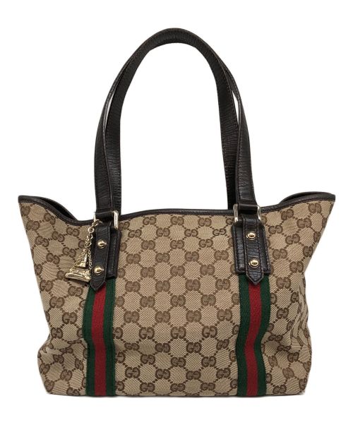 GUCCI（グッチ）GUCCI (グッチ) GG柄 シェリーライン トートバッグ ベージュの古着・服飾アイテム