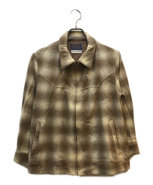 PENDLETON（ペンドルトン）PENDLETON (ペンドルトン) オンブレチェックジップアップシャツ ブラウン サイズ:Lの古着・服飾アイテム