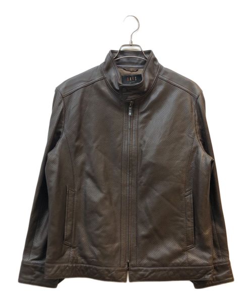 DAKS LONDON（ダックスロンドン）DAKS LONDON (ダックスロンドン) パンチングレザーライダースジャケット ブラウン サイズ:Lの古着・服飾アイテム