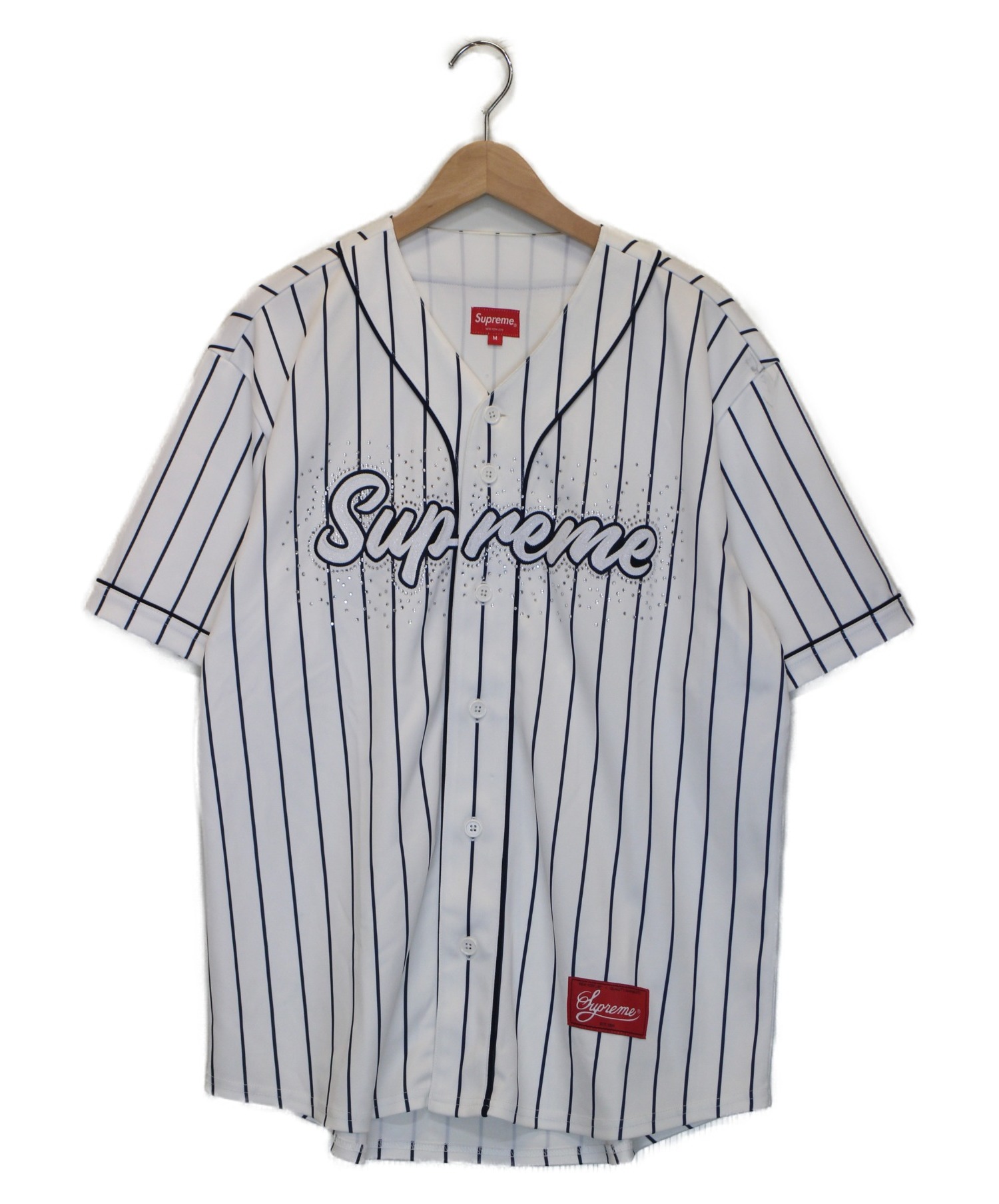 中古 古着通販 Supreme シュプリーム ベースボールシャツ ホワイト サイズ M Rhinestone Baseball Jersey ss ブランド 古着通販 トレファク公式 Trefac Fashion