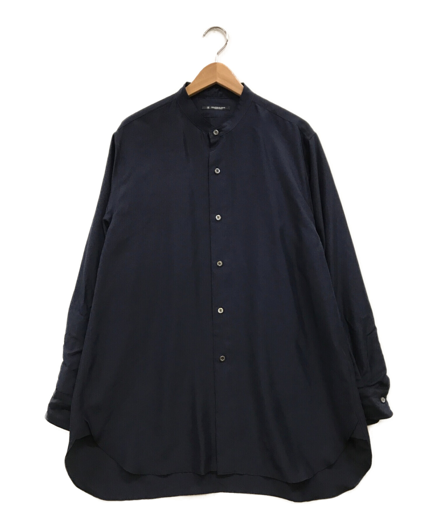 MAATEE&SONS (マーティーアンドサンズ) Silk Band Collar Shirt ネイビー サイズ:2