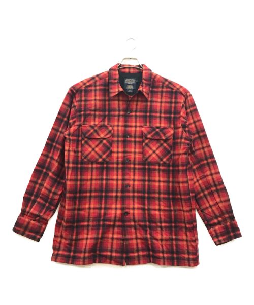 PENDLETON（ペンドルトン）PENDLETON (ペンドルトン) ウールチェックオープンカラーシャツ レッド サイズ:Mの古着・服飾アイテム