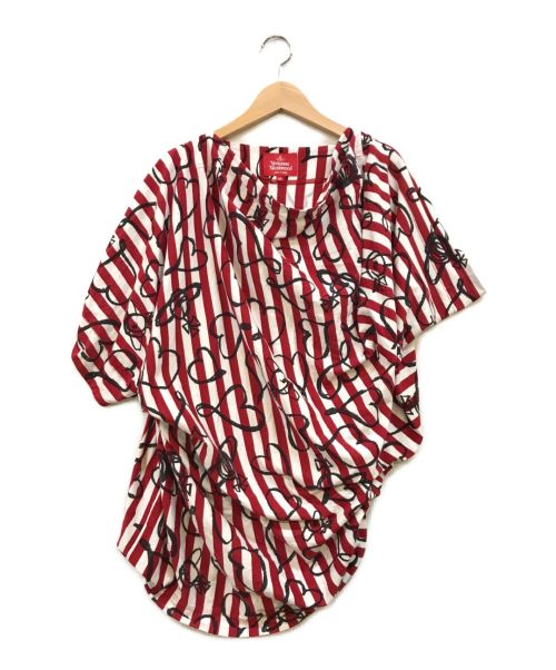 Vivienne Westwood RED LABEL（ヴィヴィアンウエストウッドレッドレーベル）Vivienne Westwood RED LABEL (ヴィヴィアンウエストウッドレッドレーベル) ハートボーダー変形カットソー ホワイト×レッド サイズ:00の古着・服飾アイテム