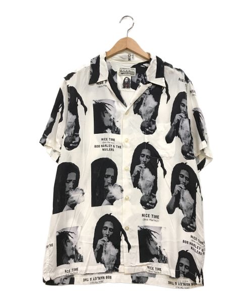 WACKO MARIA（ワコマリア）WACKO MARIA (ワコマリア) BOB MARLEY/ S/S HAWAIIAN SHIRT ホワイト×ブラック サイズ:Lの古着・服飾アイテム