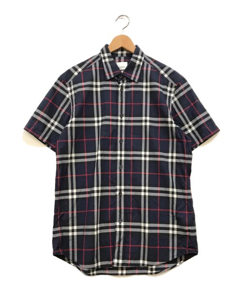 BURBERRY LONDON（バーバリーロンドン）BURBERRY LONDON (バーバリー ロンドン) S/Sチェックシャツ ネイビー サイズ:Mの古着・服飾アイテム