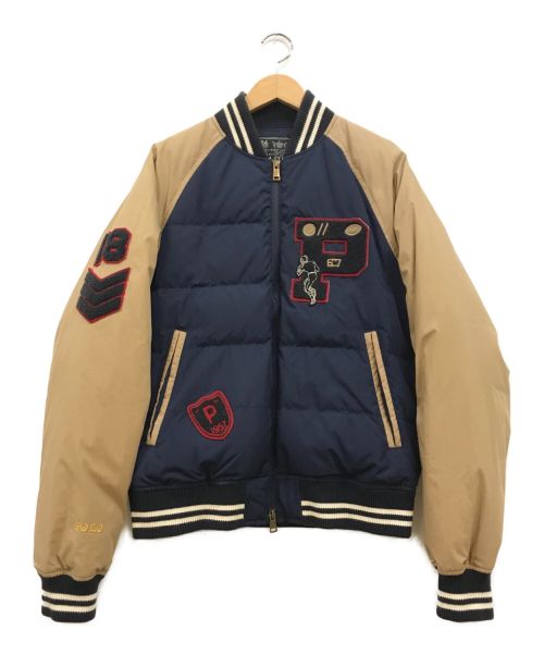 POLO RALPH LAUREN（ポロ・ラルフローレン）POLO RALPH LAUREN (ポロ・ラルフローレン) VARSITY DOWN ネイビー×ベージュ サイズ:Sの古着・服飾アイテム