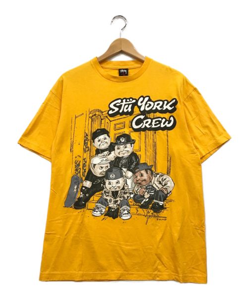 stussy（ステューシー）stussy (ステューシー) Stu York Crew Tシャツ イエロー サイズ:Lの古着・服飾アイテム