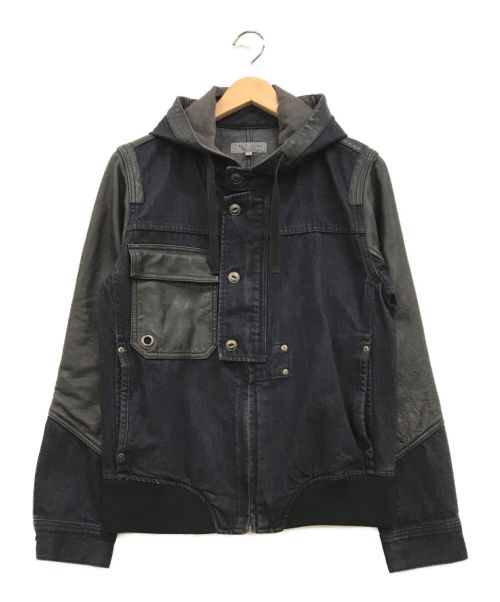 AVIREX（アヴィレックス）AVIREX (アヴィレックス) LEATHER COMBI NAVAL DENIM JACKET インディゴ サイズ:M 未使用品の古着・服飾アイテム