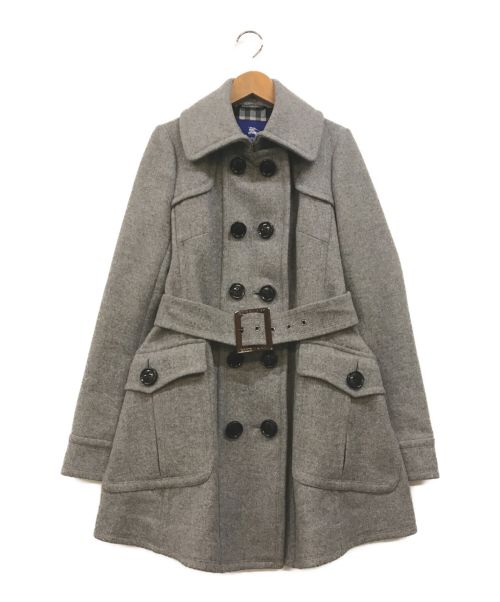 BURBERRY BLUE LABEL（バーバリーブルーレーベル）BURBERRY BLUE LABEL (バーバリーブルーレーベル) ウールアンゴラメルトンコート グレー サイズ:40の古着・服飾アイテム