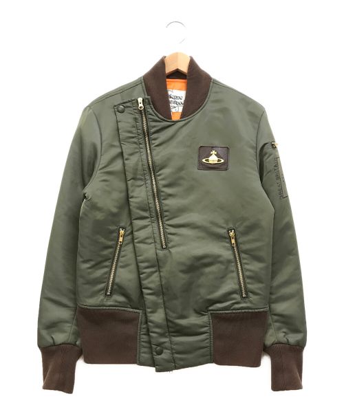 Vivienne Westwood man（ヴィヴィアン ウェストウッド マン）Vivienne Westwood man (ヴィヴィアン ウェストウッド マン) MA-1 RIDERS JACKET オリーブ サイズ:44の古着・服飾アイテム