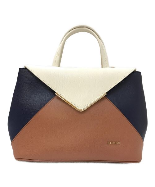 FURLA（フルラ）FURLA (フルラ) Kelis Tote 2WAYバッグ ピンク×ネイビーの古着・服飾アイテム