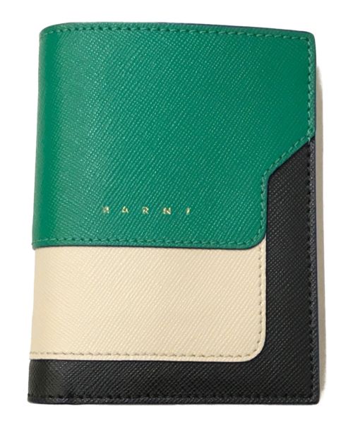 MARNI（マルニ）MARNI (マルニ) サフィアーノレザー バイフォールドウォレット グリーン×ネイビーの古着・服飾アイテム