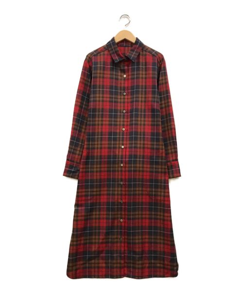 23区（ニジュウサンク）23区 (ニジュウサンク) LOCHCARRON TARTAN CHECK CLEAR チェックシャツワンピース レッド サイズ:44 未使用品の古着・服飾アイテム