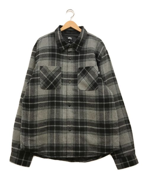 stussy（ステューシー）stussy (ステューシー) Max Plaid Quilted Shirt グレー×グリーン サイズ:XLの古着・服飾アイテム