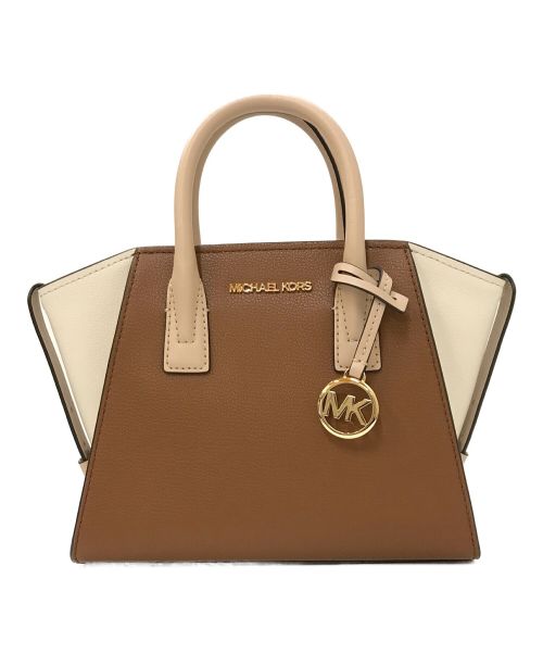 MICHAEL KORS（マイケルコース）MICHAEL KORS (マイケルコース) AVRIL ジップトップサッチェル ブラウン×ベージュの古着・服飾アイテム