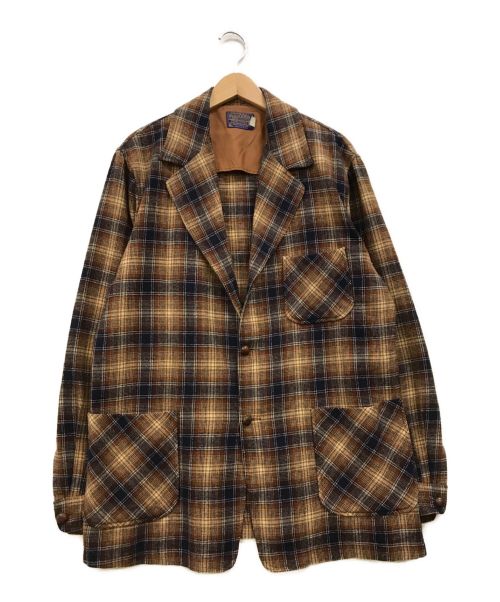 PENDLETON（ペンドルトン）PENDLETON (ペンドルトン) 70’s チェック3Bジャケット ブラウン×ネイビー サイズ:Lの古着・服飾アイテム