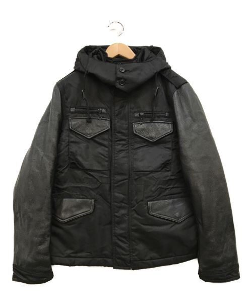 Schott（ショット）Schott (ショット) ナイロン×レザー M-65ジャケット ブラック サイズ:Sの古着・服飾アイテム