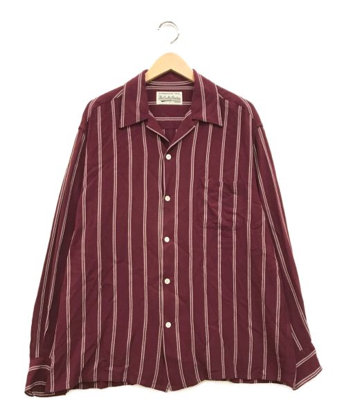 WACKO MARIA（ワコマリア）WACKO MARIA (ワコマリア) STRIPED OPEN COLLAR SHIRT ボルドー サイズ:Lの古着・服飾アイテム