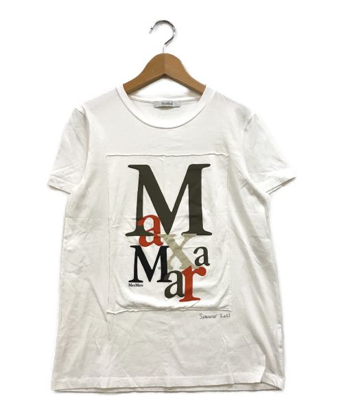 MaxMara（マックスマーラ）MaxMara (マックスマーラ) レタリングプリントコットン Tシャツ ホワイト サイズ:Mの古着・服飾アイテム