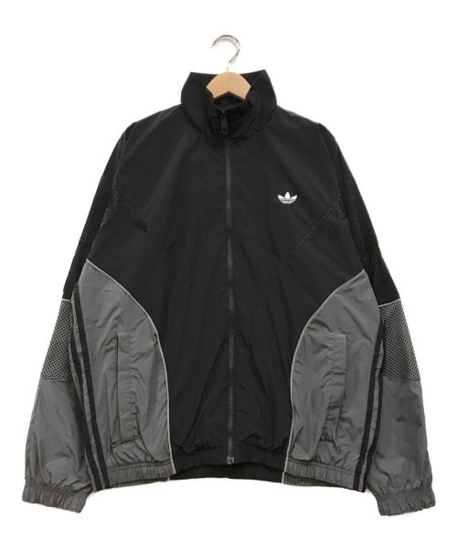 adidas（アディダス）adidas (アディダス) REKIVE ウーブントラックトップ ブラック×グレー サイズ:MXLの古着・服飾アイテム