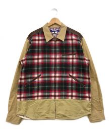 COMME des GARCONS JUNYA WATANABE MAN（コム デ ギャルソン ジュンヤ ワタナベ マン）の古着「チェック切替ジップシャツ」｜ベージュ×レッド