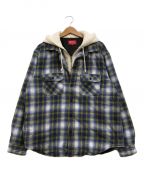 SUPREMEシュプリーム）の古着「Hooded Flannel Zip Up Shirt」｜ブルー×グレー