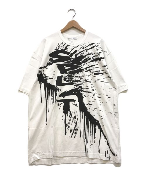 COMME des GARCONS SHIRT（コムデギャルソンシャツ）COMME des GARCONS SHIRT (コムデギャルソンシャツ) WOVEN Artwork by Christian Marclay T-Shirt ホワイト×ブラック サイズ:XLの古着・服飾アイテム