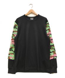 COMME des GARCONS HOMME PLUS（コムデギャルソンオムプリュス）の古着「カモフラレイヤードスリーブカットソー」｜ブラック×グリーン