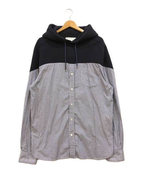 sacai（サカイ）sacai (サカイ) COTTON HOODIE 切替パーカー ネイビー×ブルー サイズ:3の古着・服飾アイテム