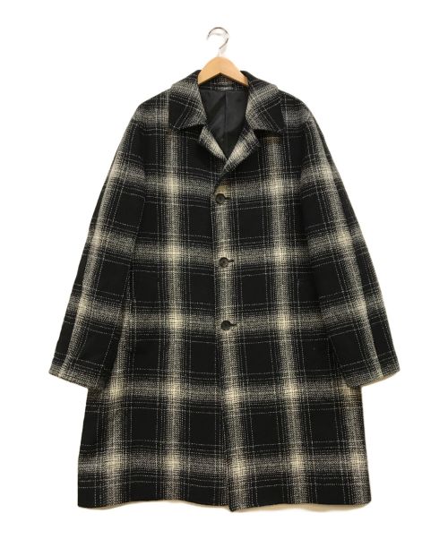 EDIFICE（エディフィス）EDIFICE (エディフィス) Harris Tweed Split Raglan Coat ブラック×ホワイト サイズ:50の古着・服飾アイテム