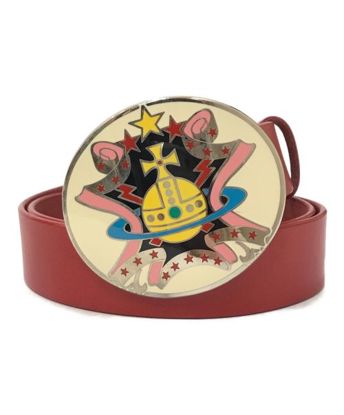 Vivienne Westwood（ヴィヴィアンウエストウッド）Vivienne Westwood (ヴィヴィアンウエストウッド) オーブバックルレザーベルト レッドの古着・服飾アイテム