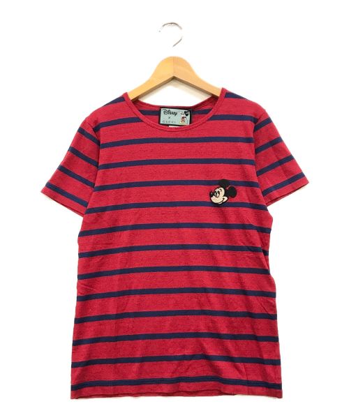 GUCCI（グッチ）GUCCI (グッチ) DISNEY (ディズニー) コットンリネンボーダーTシャツ レッド×ネイビー サイズ:XSの古着・服飾アイテム