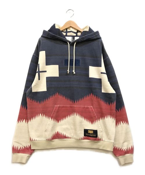 KITH（キス）KITH (キス) PENDLETON (ペンドルトン) BRAVE STAR WILLIAMS III HOODIE ネイビー×ベージュ×レッド サイズ:Lの古着・服飾アイテム