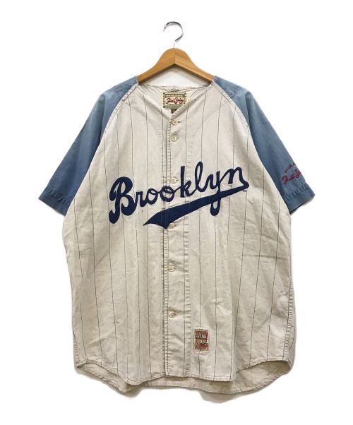 MIRAGE First String（ミラージュ ファーストストリング）MIRAGE First String (ミラージュ ファーストストリング) Brooklyn Dodgers ベースボールシャツ グレー×ブルー サイズ:XLの古着・服飾アイテム