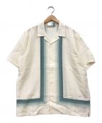 KITHキス）の古着「Cupro Linen Thompson Camp Collar Shirt」｜アイボリー×ブルー