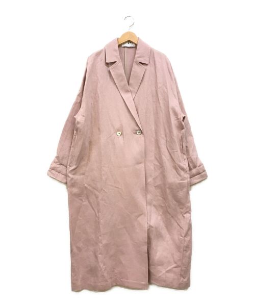 THREE DOTS（スリードッツ）THREE DOTS (スリードッツ) Rough linen trench ピンク サイズ:S 未使用品の古着・服飾アイテム