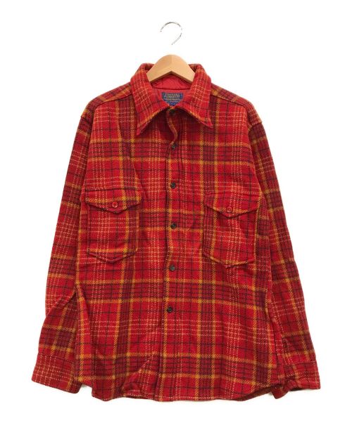 PENDLETON（ペンドルトン）PENDLETON (ペンドルトン) 60’S チェックウールシャツジャケット レッド サイズ:XLの古着・服飾アイテム