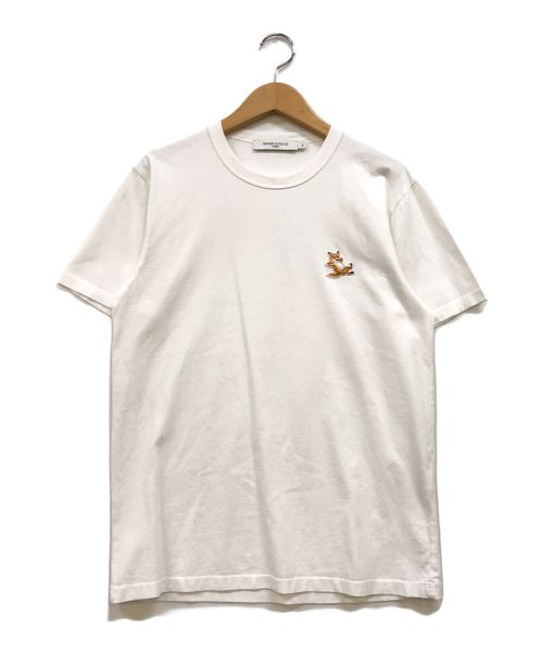 maison kitsune（メゾンキツネ）maison kitsune (メゾンキツネ) チラックス フォックスパッチロゴTシャツ ホワイト サイズ:XSの古着・服飾アイテム