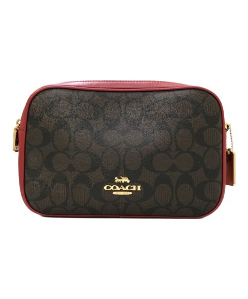 COACH（コーチ）COACH (コーチ) シグネチャーショルダーバッグ ブラウン×レッドの古着・服飾アイテム