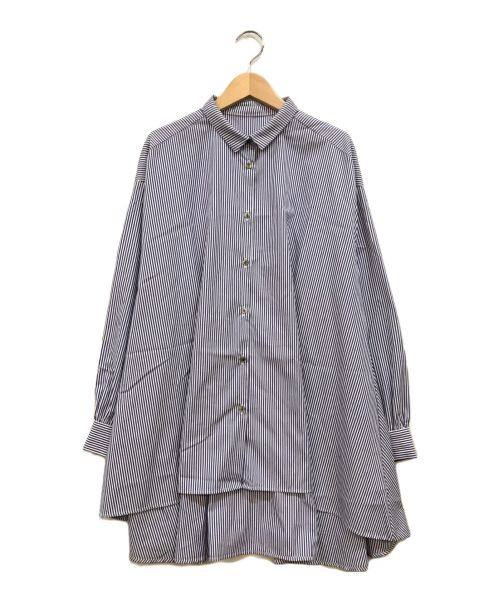 BEARDSLEY（ビアズリー）BEARDSLEY (ビアズリー) ストライプフレアシャツ ブルー サイズ:Fの古着・服飾アイテム