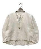 MARILYN MOONマリリンムーン）の古着「Gathered Polyester knit cardigan」｜ホワイト