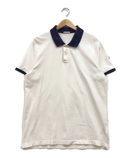 MONCLER（モンクレール）MONCLER (モンクレール) MAGLIA POLO MANICA CORTA ホワイト×ネイビー サイズ:XLの古着・服飾アイテム