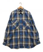 DAIWA PIER39ダイワ ピア39）の古着「TECH ELBOW PATCH WORK SHIRTS FLANNEL」｜ブルー