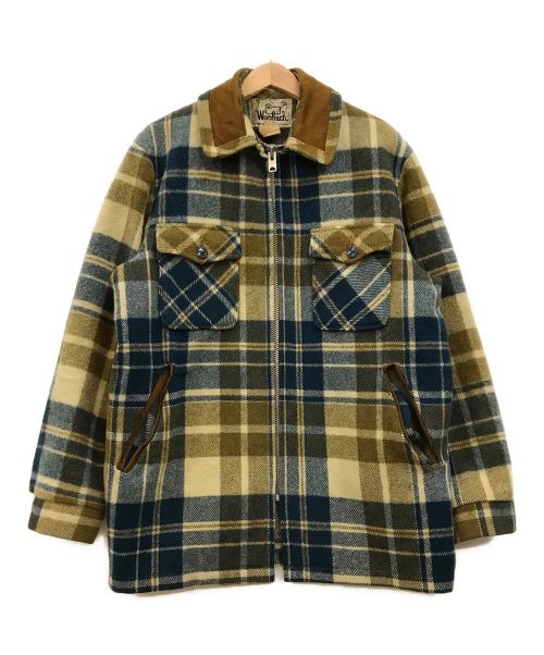 WOOLRICH（ウールリッチ）WOOLRICH (ウールリッチ) ウールチェックジャケット イエロー×ネイビー サイズ:Mの古着・服飾アイテム